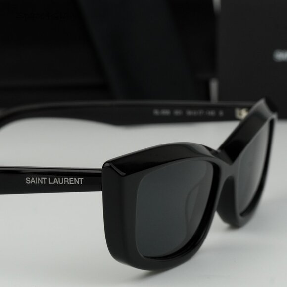 BRAND NEW Saint Laurent SL658 001 Black Rectangle Unisex Sunglasses - Picture 6 of 12